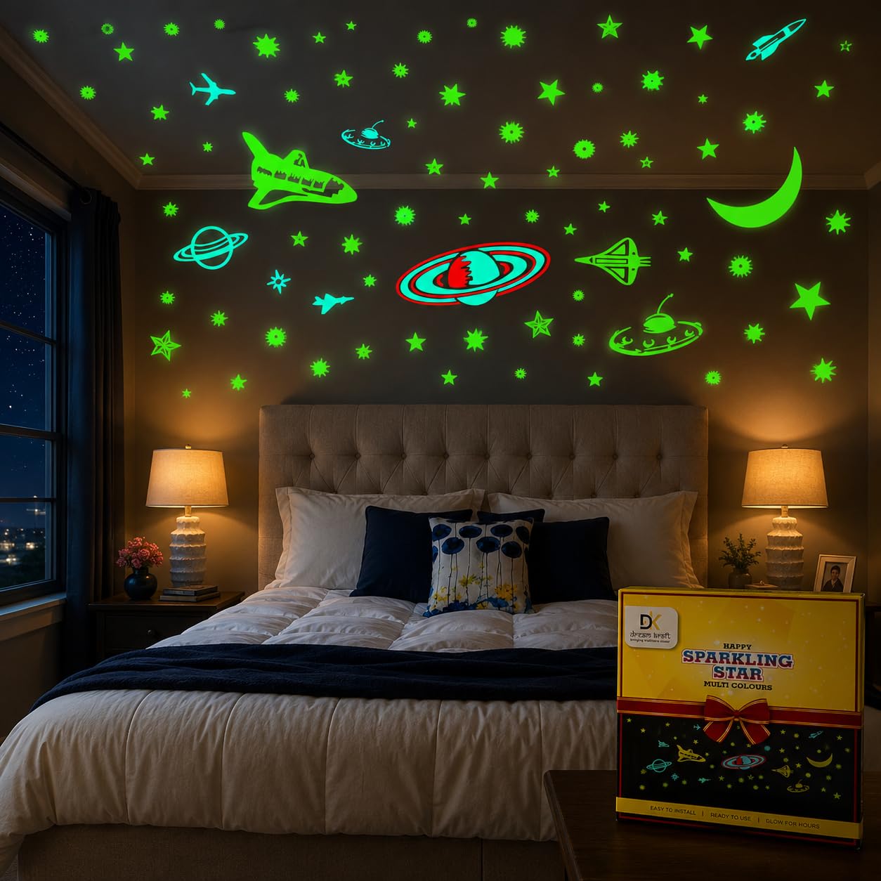 DreamKraft Galaxy of Stars Wall Stickers, Multicolor | Glow in The Dark, 24 x 19 x 2 CM , Pack of 5 Sheet