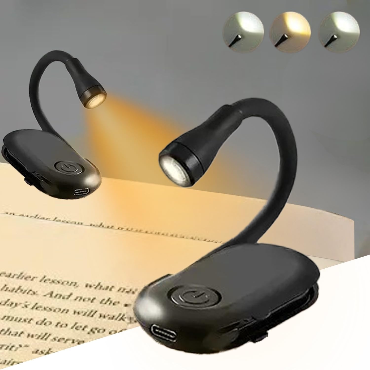 One94Store Plastic Mini Clip Reading LED Study Lamp with Special Folding Feature for Students, Clip-On Reading Light, USB Rechargeable, 3 Mo
