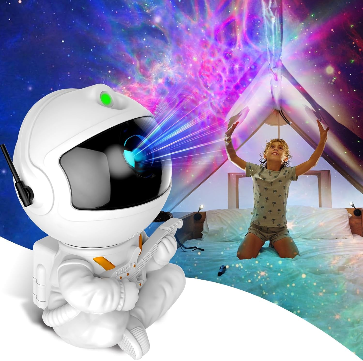 FLYNGO Plastic Astronaut Night Light Galaxy LED Projector Lamp with Remote Control, and 360° Adjustable, Night Lamp for Kids, Bedroom, Gamin