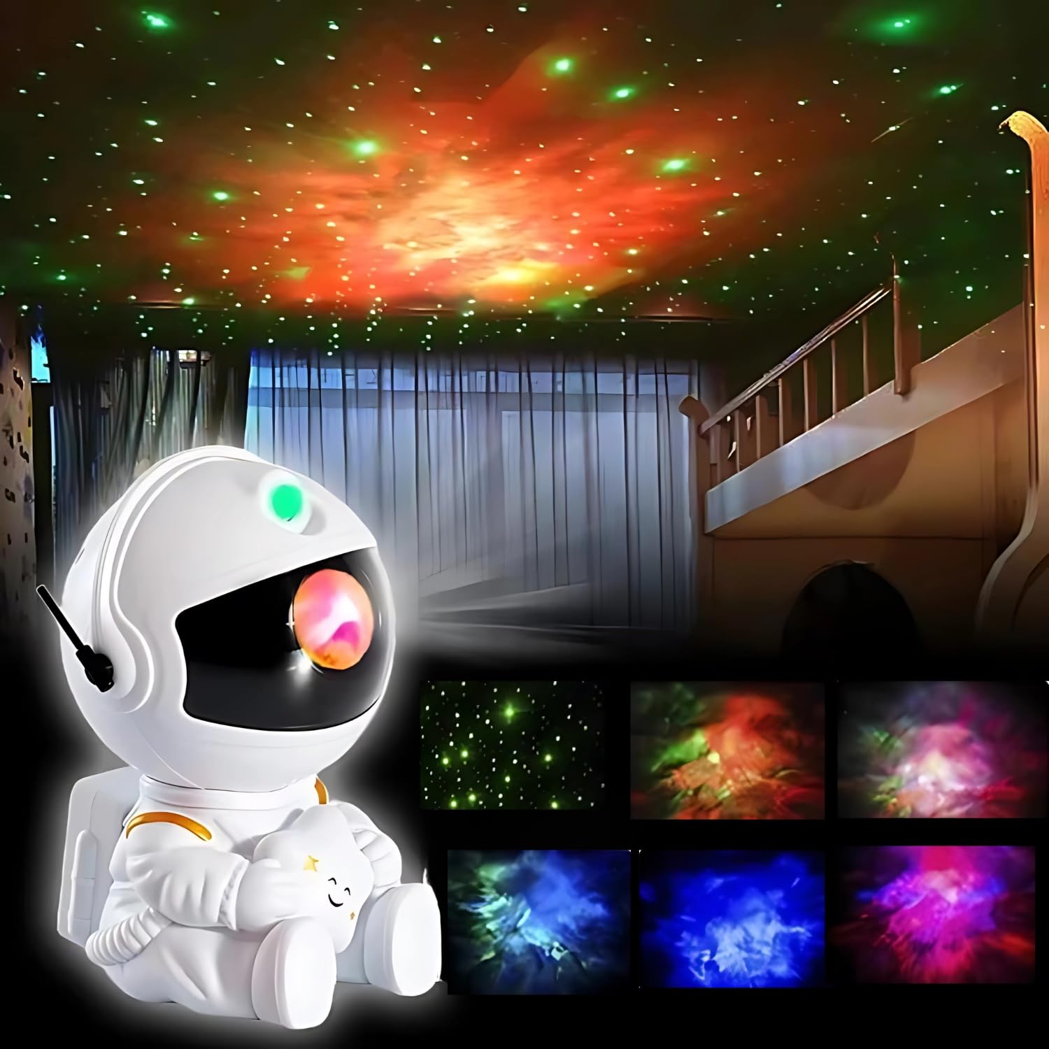 One94Store Astronaut Galaxy Projector Night Light – 360° Rotating Nebula Star Projector with Remote, Timer & Adjustable Head – LED Space Lam