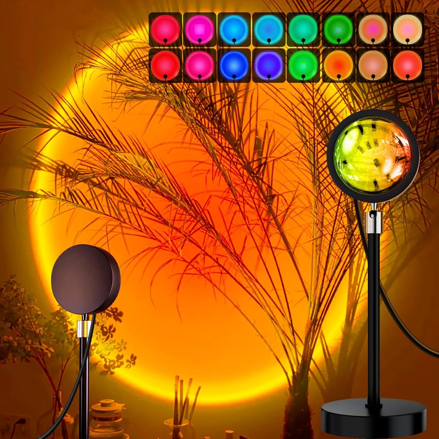 One94Store RGB Sunset Projection Lamp, 16 Color LED Night Light with Remote, Sunset Light Projector for Bedroom, Room Decor, Photography, Ro