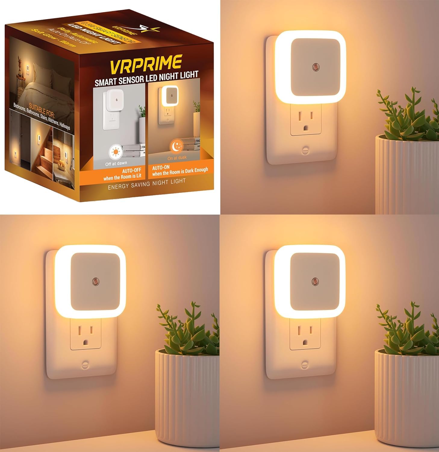 Plug-in LED Night Light Dusk-to-Dawn Sensor Pair