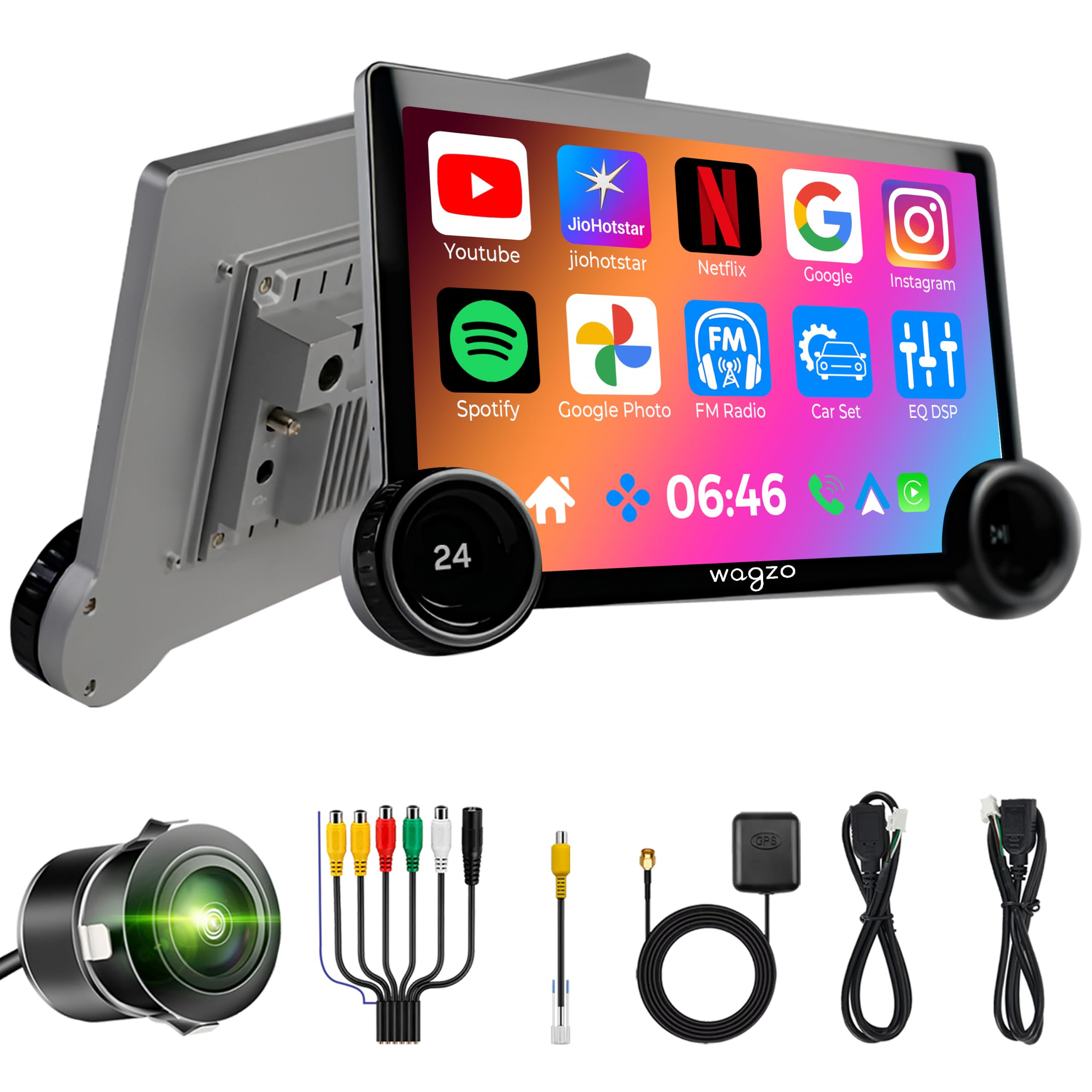 Diamond 2K Car Android System Touch Screen 4GB+64GB|4 Core|Wireless Carplay Adapter & Android Auto | Car Stereo |Universal All Cars| Includi